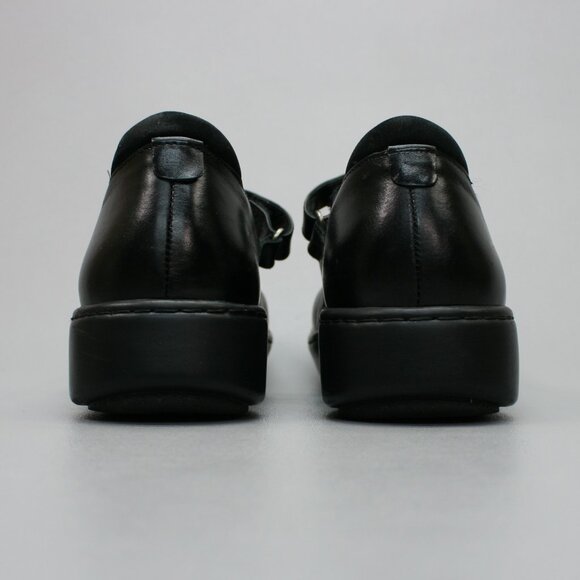 NAOT Ladies 9 (40) Adriatic Black Leather Mary Janes Hook Loop Strap Shoes Flats - Picture 3 of 12